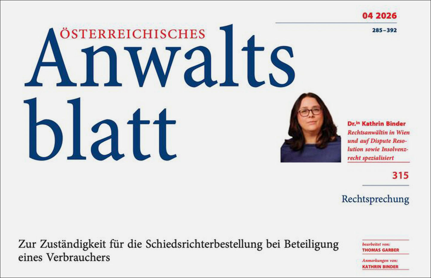 Back in the City und im Anwaltsblatt